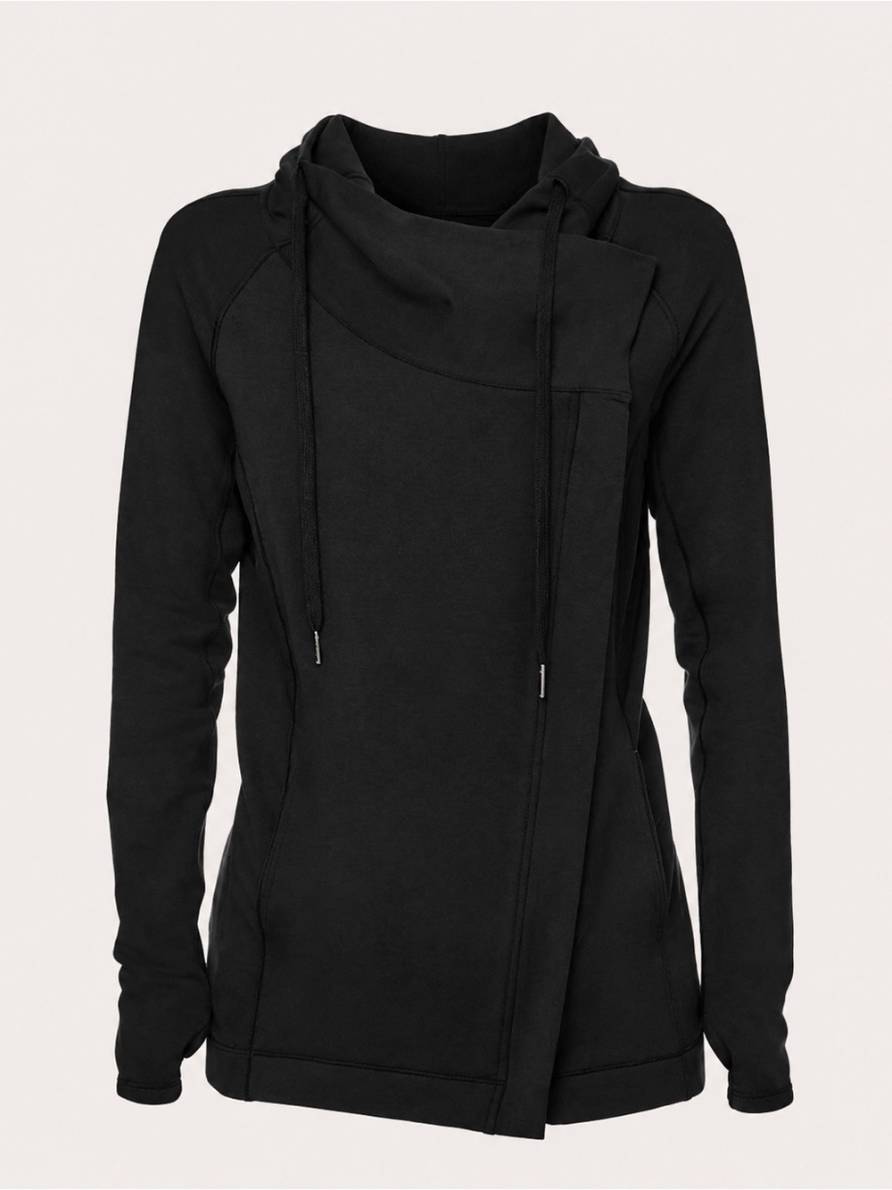 lululemon athletica Black Asymmetrical Cowl-Neck Hoodie
